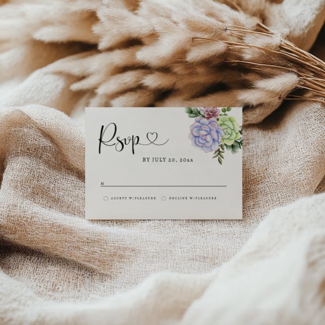 Reserva La Fecha Succulent RSVP Card (Subido por el creador)