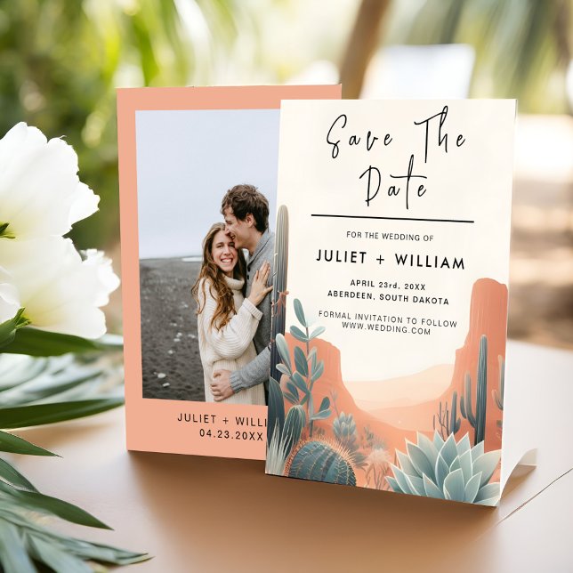 Reserva La Fecha Suculento Boda del Desierto de Hojas de Boho Cacti (Subido por el creador)