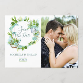 Reserva La Fecha Suculento Terrario de Vidrio de Acuarela Guardar l