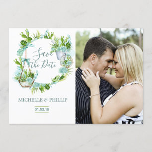 Reserva La Fecha Suculento Terrario de Vidrio de Acuarela Guardar l