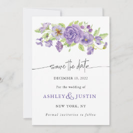 Reserva La Fecha Sueños púrpuras florines bodas elegantes