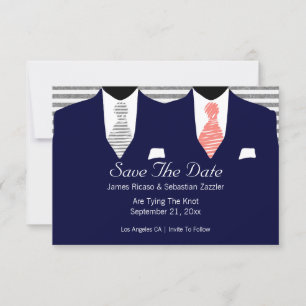 Reserva La Fecha Suit and Tie Gay Save the Date Boda Coral
