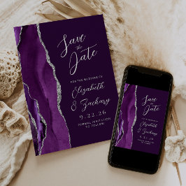 Reserva La Fecha Suite de Boda Guion Ciruela Plateada Púrpura Ágata