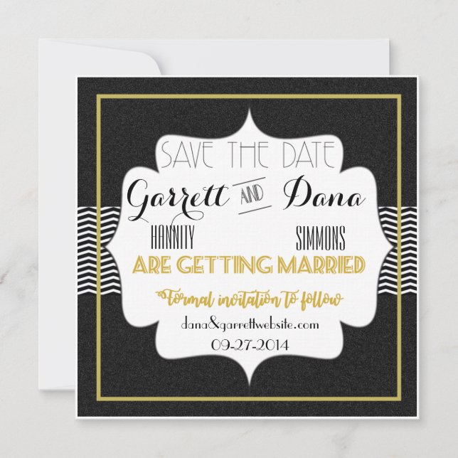 Reserva La Fecha Suite Nupcial Gatsby Gold Fiesta de Boda (Anverso)