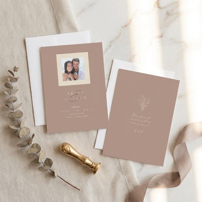 Reserva La Fecha Sun-Washed Garden Wedding Photo Rose Brown ID1283 (Subido por el creador)