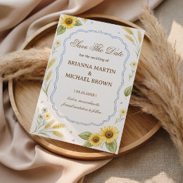 Reserva La Fecha Sunflower Floral Rustic Announcement Wedding