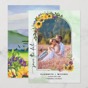 Reserva La Fecha Sunflower   Foto de Boda de verano de Wild Meadow