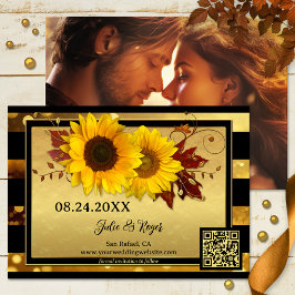 Reserva La Fecha Sunflower Gold Black Photo Save the Date Card