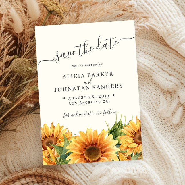 Reserva La Fecha Sunflower rustic boho summer gardern ivory wedding (Subido por el creador)