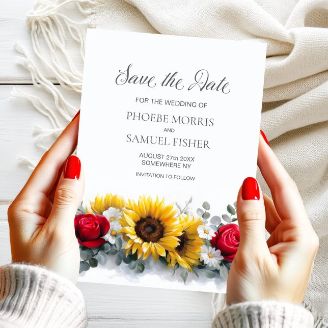 Reserva La Fecha Sunflowers and Roses Wedding Save the Date (Subido por el creador)