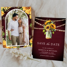 Sunflowers Burgundy Mason Jar Photo Boda
