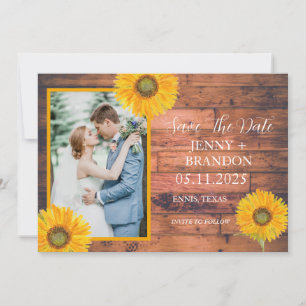 Reserva La Fecha Sunflowers Elegant Modern Yellow Floral Photo