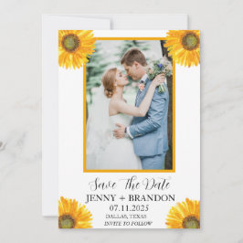 Reserva La Fecha Sunflowers Elegant Moderno Rustic Floral Photo