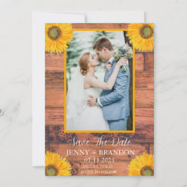 Reserva La Fecha Sunflowers Elegant Moderno Rustic Floral Photo