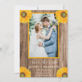 Reserva La Fecha Sunflowers Elegant Moderno Rustic Floral Photo