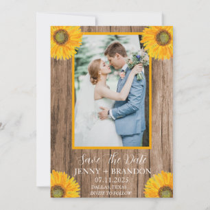 Reserva La Fecha Sunflowers Elegant Moderno Rustic Floral Photo