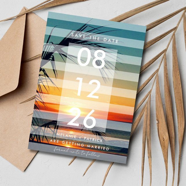 Reserva La Fecha Sunset Beach Wedding Photo Save the Date (Sunset Beach Wedding Photo Save the Date)