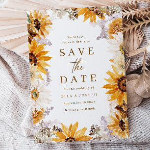 Reserva La Fecha Sunshine moderno Sunflowers Boho Boda