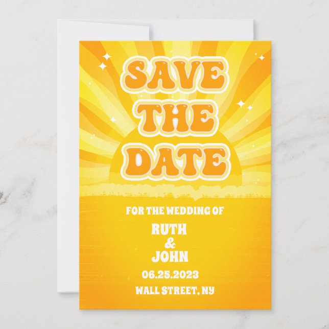 Reserva La Fecha Sunshine Yellow Non Photo Wedding Save the Date (Anverso)