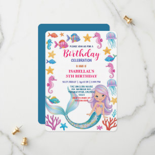 Reserva La Fecha suntuosa sirena arcoiris estrella de cumpleaños Je