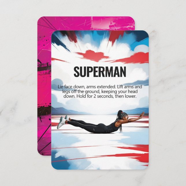 Reserva La Fecha Superman Fitness Card con respaldo rosado (Anverso / Reverso)