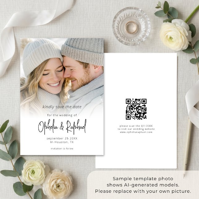 Reserva La Fecha Superposición de Foto Código QR de Bodas con Letra (Subido por el creador)