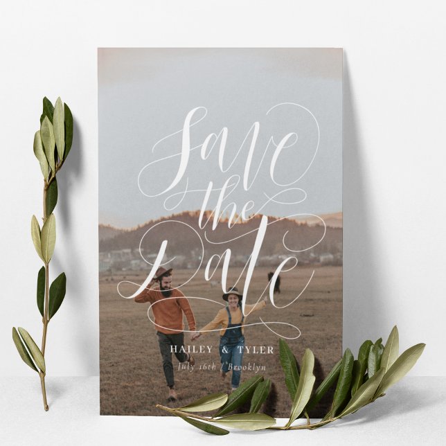 Reserva La Fecha Superposición de foto completa con letra a mano co (Subido por el creador)