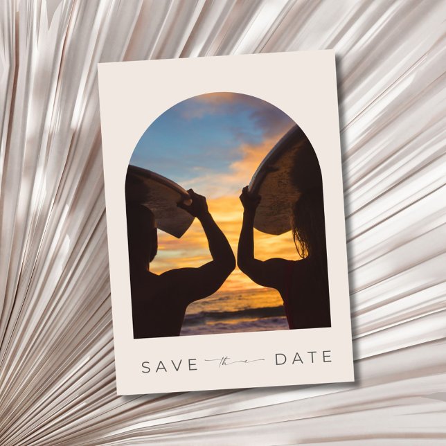 Reserva La Fecha Surfers Beach Wedding Photo (Surfers Beach Wedding Photo Save The Date)