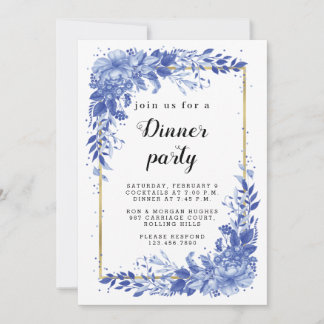 Reserva La Fecha Surreal Indigo Bouquet - Party Invitation, wedding