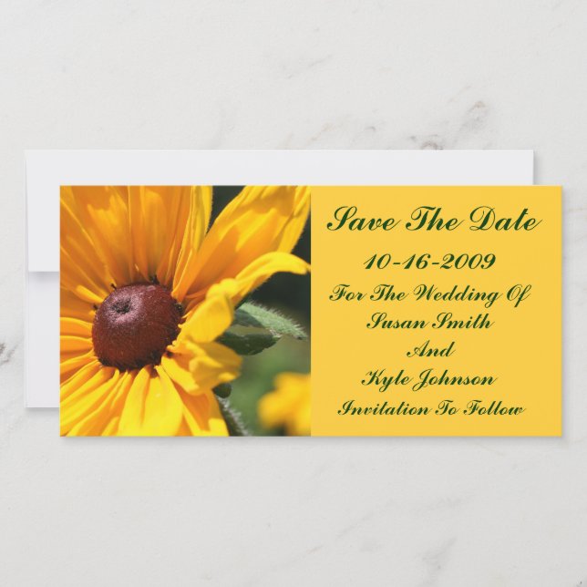 Reserva La Fecha Susan Floral Wedding Black Eyed Save The Date (Anverso)