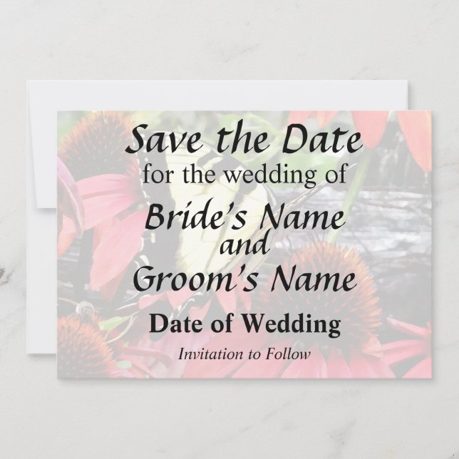 Reserva La Fecha Swallowtail on Red Coneflower (Anverso)