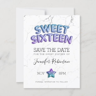 Reserva La Fecha Sweet 16 Save The Date Mermaid Balloons Purpurina