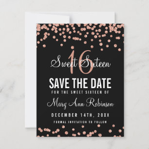 Reserva La Fecha Sweet 16 Save The Date Rosa Gold Purpurina Confett