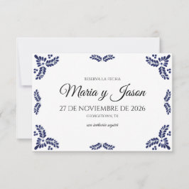 Reserva La Fecha Talavera Black Floral Minimalist Spanish Wedding