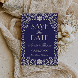 Reserva La Fecha Talavera Blue Mexican Wedding