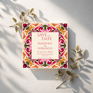 Reserva La Fecha Talavera fuchsia boda mexicano