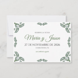 Reserva La Fecha Talavera Green Floral Minimalist Spanish Wedding