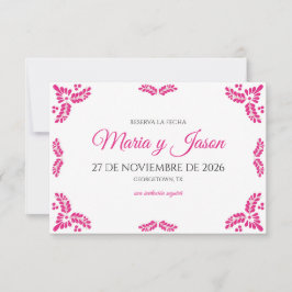 Reserva La Fecha Talavera Pink Floral Minimalist Spanish Wedding