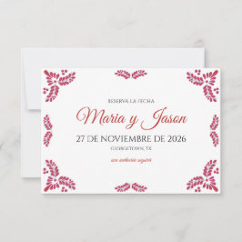Reserva La Fecha Talavera Red Floral Minimalist Spanish Wedding