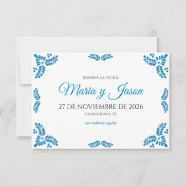 Reserva La Fecha Talavera Turquoise Minimalist Spanish Wedding