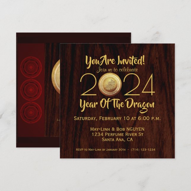 Reserva La Fecha Tambor de bronce vietnamita Têt Dragon Año Nuevo 2 (Anverso / Reverso)