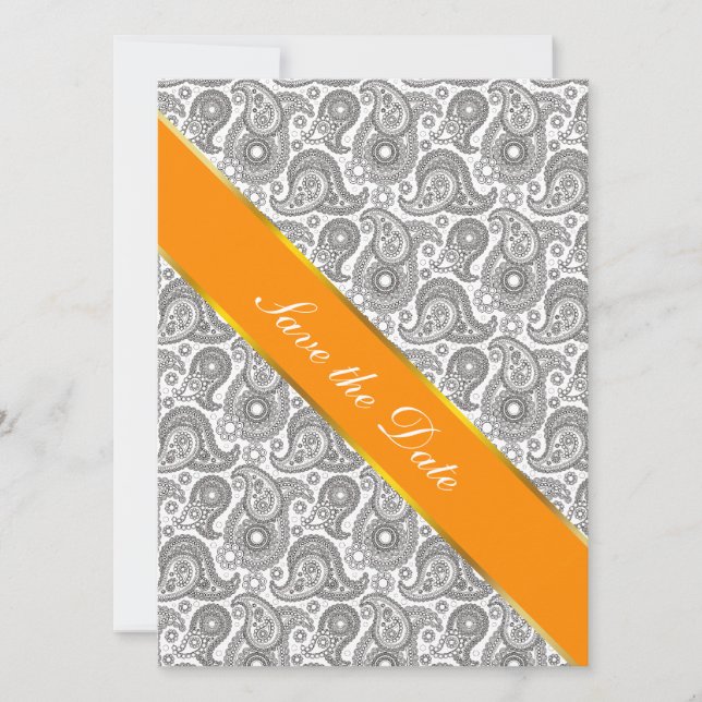 Reserva La Fecha Tangerine Black Paisley (Anverso)