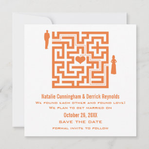 Reserva La Fecha Tangerine Love Maze Save the Date Invite
