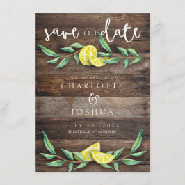 Reserva la fecha | Tarjeta Boda Rustic Wood Lemon