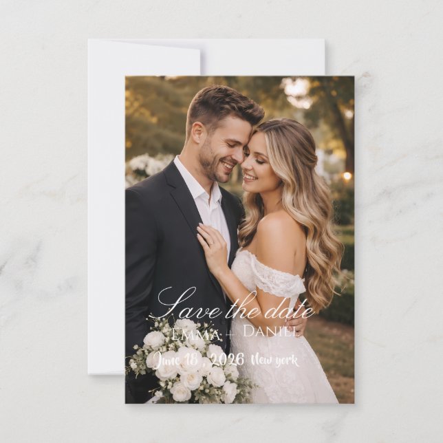 Reserva La Fecha "Tarjeta de Guardar Fecha de Boda con Foto Moderna (Anverso)