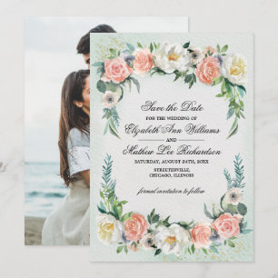 Reserva la fecha. Tarjeta fotográfica de Boda de R