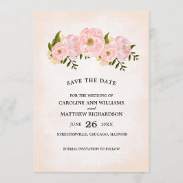 Reserva la fecha. Tarjeta Rubor Pink Peonies