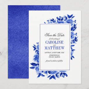 Reserva la fecha. Tarjetas de matrimonio floral Ro