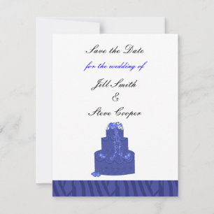 Reserva La Fecha Tarta de Boda Azul Real Save the Date