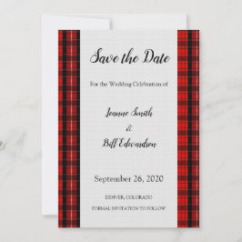 Reserva La Fecha Tartan Burlap Patrón Rojo Escocés Tartán Burlap Gu